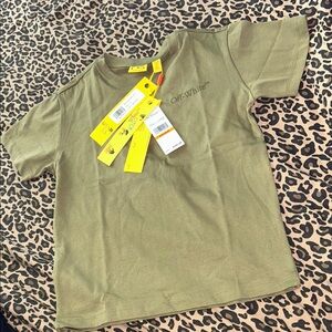 Off-White Kids Olive Green Short Sleeve Logo Tee